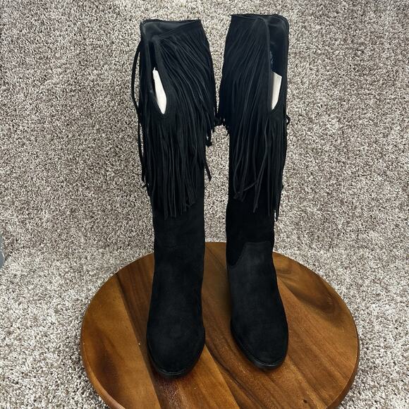 Dingo Hassie Fringe Round Toe Pull On Womens 9 M Black Casual Boots DI935-001 - Picture 2 of 9